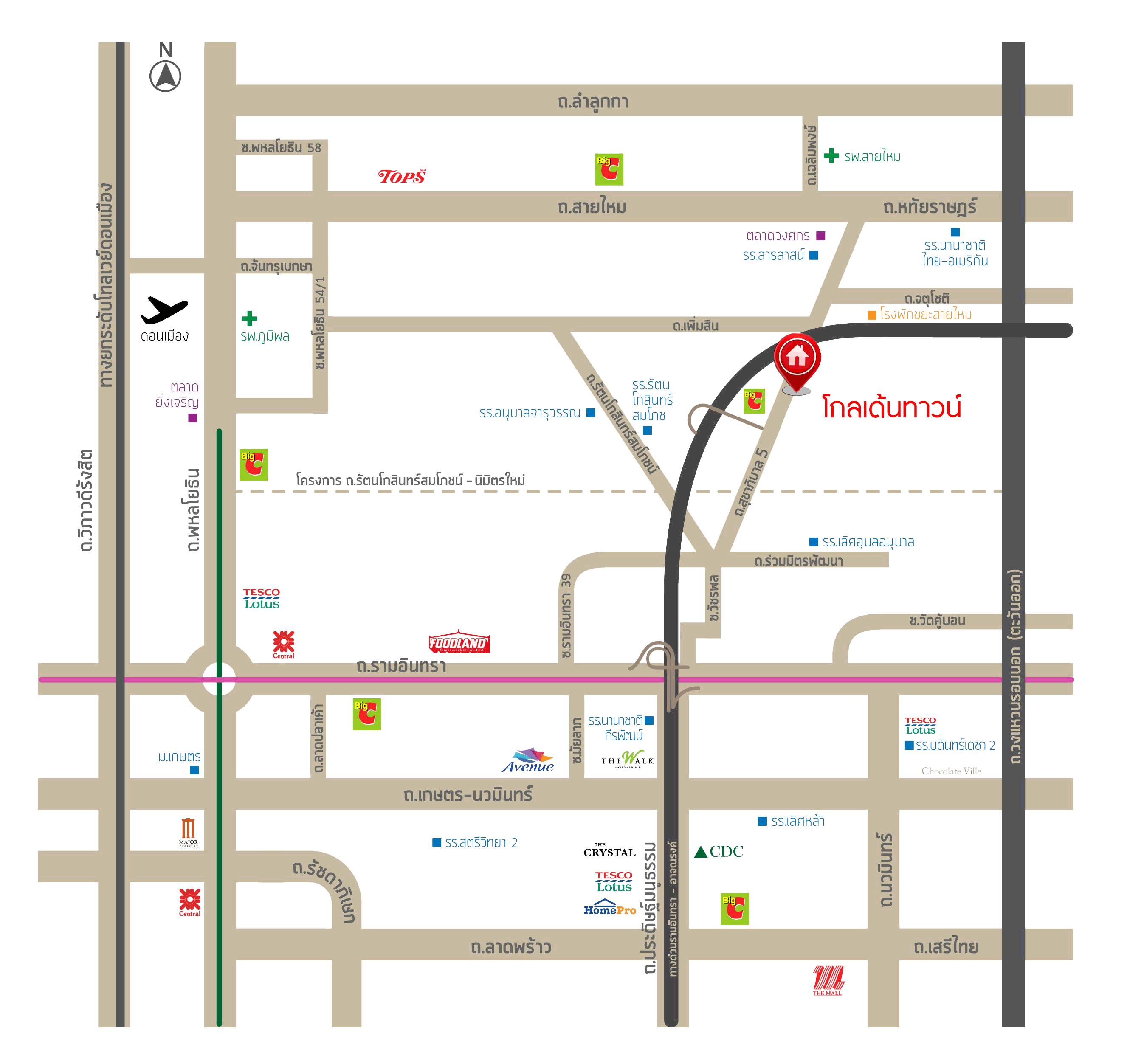 ทาวน์เฮ้าส์มือสอง ม.โกลเด้นท์ทาวน์ วัชรพล-สุขาภิบาล5 พร้อมอยู่ เนื้อที่ 21.2 ตร.ว. ฟังก์ชั่นให้มากถึง 4 ห้องนอน 3 ห้องน้ำ 2 ที่จอดรถ พร้อมส่วนกลางครบครัน บนทำเลศักยภาพ หน้าจุดขึ้นลงทางด่วนสุขาภิบาล 5 สะดวกในการเดินทางเข้าสู่ใจกลางเมืองได้อย่างรวดเร็ว