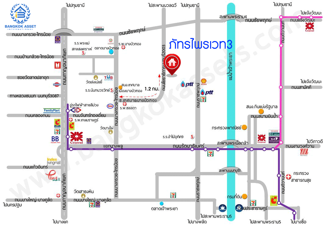 บ้านมือสองตกแต่งใหม่ ม.ภัทรไพรเวท3 บางบัวทอง-MRT บางพลู หลังใหญ่พร้อมอยู่  เนื้อที่ 60 ตร.ว. ตกแต่งสไตล์โมเดิร์น เพดานสูง พร้อมผนังกระจกบานใหญ่ ฟังก์ชั่น 3 ห้องนอน 2 ห้องน้ำ บนทำเลเชื่อมต่อรัตนาธิเบศร์ ชัยพฤกษ์ ราชพฤกษ์ ใกล้เซ็นทรัลฯ และรถไฟฟ้า "สถานีบางพลู"