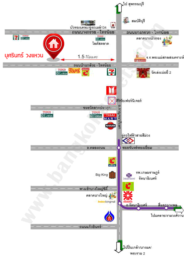 ทาวน์เฮ้าส์มือสองนนทบุรี ม.บุศรินทร์วงแหวน (L&H) บ้านกล้วย-ไทรน้อย เนื้อที่ 21 ตร.ว. ต่อเติมครัว-โรงรถพร้อมอยู่ ทำเลคุณภาพ! ใกล้เซ็นทรัลเวสต์เกต และ รถไฟฟ้าสถานี "คลองบางไผ่" ราคาคุ้มมาก!!