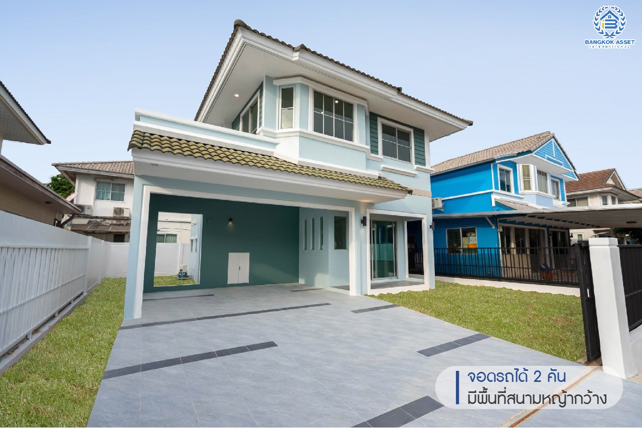 บ้านมือสองตกแต่งใหม่ ม.พฤกษ์ลดา1 บางใหญ่-เซ็นทรัลเวสต์เกต บ้านเดี่ยวคุณภาพ LH เนื้อที่ 50 ตร.ว. พร้อมฟังก์ชั่น 3 ห้องนอน 2 ห้องน้ำ 2 ที่จอดรถ เดินทางสะดวกสบาย บนเส้นทางสายหลัก "กาญจนาภิเษก" ใกล้เซ็นทรัลเวสต์เกต และเพียง 10 นาทีถึง รถไฟฟ้า "สถานีคลองบางไผ่"