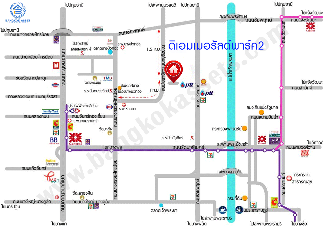 บ้านมือสองตกแต่งใหม่ ม.ดิเอมเมอรัลด์พาร์ค2 บางกรวย-ไทรน้อย เนื้อที่ 17 ตร.ว. ฟังก์ชัน 2 ห้องนอนใหญ่ 2 ห้องน้ำ 1 ที่จอดรถ บนทำเลศักยภาพ เชื่อมสู่ถนนชัยพฤกษ์ เพียง 5 นาที ใกล้เซ็นทรัลเวสต์เกต และรถไฟฟ้าสายสีม่วง "สถานีบางพลู"
