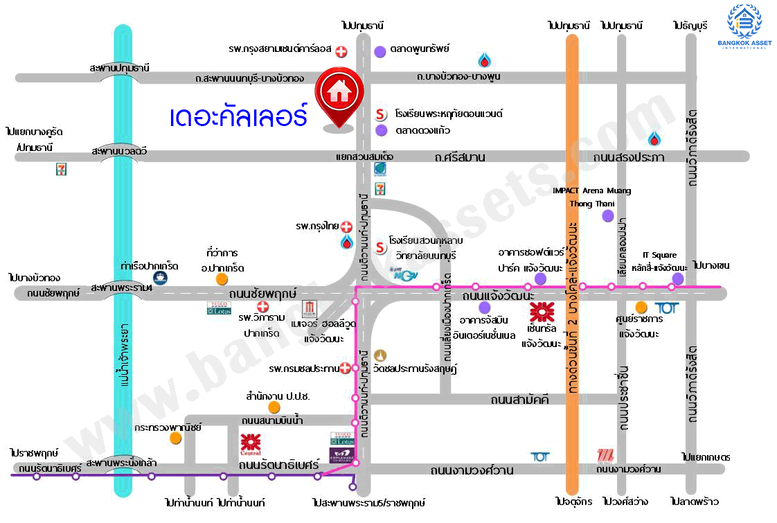 ทาวน์เฮ้าส์มือสองนนทบุรี ม. อารียา  เดอะคัลเลอร์  ติวานนท์-แจ้งวัฒนะ เนื้อที่ 19.70 ตร.ว.  ฟังก์ชันครบ 3 ห้องนอน 2 ห้องน้ำ บ้านตกแต่งใหม่พร้อมแถมเฟอร์นิเจอร์ทั้งหลัง! บรรยากาศร่มรื่น น่าอยู่มาก สภาพแวคล้อมดี บนทำเลที่ดี เดินทางสะดวก เชื่อมต่อถนน ถนนติวานนท์ ,ถนนศรีสมาน ,ถนนสะพานนนทบุรี-บางบัวทอง ใกล้รถไฟฟ้า "สถานีแจ้งวัฒนะ-ปากเกร็ด28" และทางด่วน "แจ้งวัฒนะ"