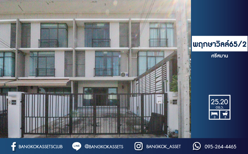 ทาวน์โฮมมือสอง ม. พฤกษาวิลล์65/2 ติวานนท์-ศรีสมาน ทาวน์โฮม3ชั้น สภาพดีมาก เหมือนไม่เคยเข้าอยู่ เนื้อที่ 25.20 ตร.ว. 3 ห้องนอน 3 ห้องน้ำ 2 ที่จอดรถ  สามรถทำเป็นโฮมออฟฟิศได้ บนทำลที่เชื่อมต่อถนน แจ้งวัฒนะ, ปากเกร็ด, ศรีสมาน ใกล้ทางด่วน "ศรีสมาน" จองเลย!