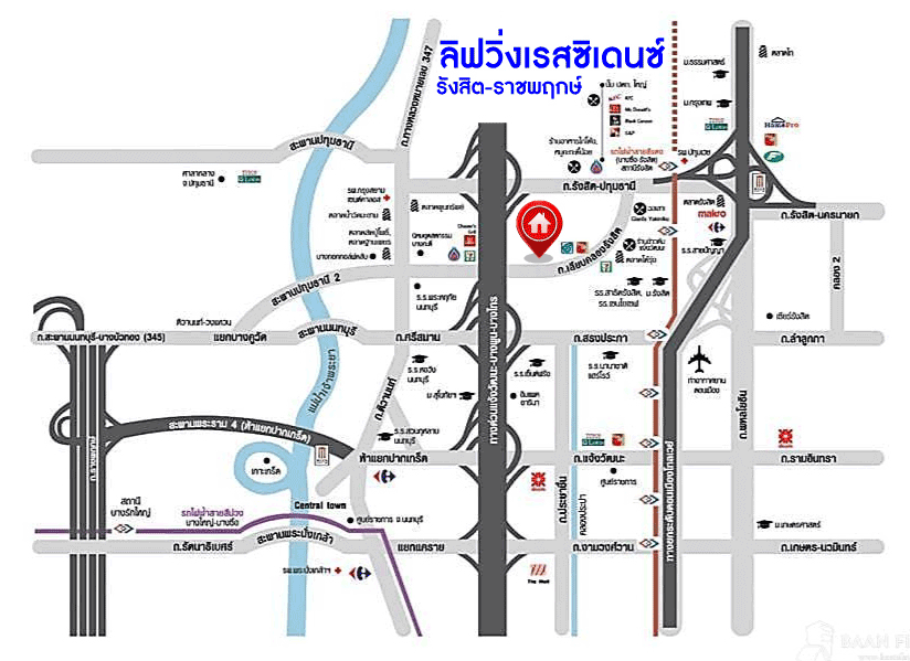 *****ทาวน์เฮ้าส์มือสองย่านปทุมธานี ม.ลิฟวิ่ง เรสซิเดนซ์ รังสิต-ราชพฤกษ์ เนื้อที่ 27.5 ตร.ว. ฟังก์ชัน 4 ห้องนอน 3 ห้องน้ำ 4 ที่จอดรถ แถมฟรี! 4 เครื่องปรับอากาศ 2 เครื่องทำน้ำอุ่น และอื่นๆ ใกล้รถไฟฟ้าสายสีแดง "สถานีรังสิต", มหาวิทยาลัยรังสิต และทางด่วน "บางพูน"