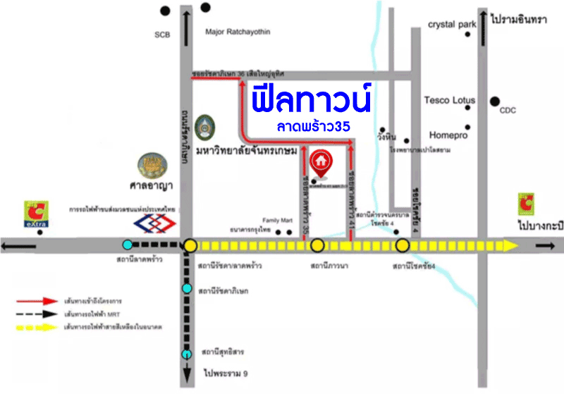 *****บ้านเดี่ยวมือสองย่านกรุงเทพฯ ม.ฟีลทาวน์ ลาดพร้าว35 หลังมุม! เนื้อที่กว้างขวางถึง 51.4 ตร.ว. ฟังก์ชันจัดเต็มถึง 5 ห้องนอน 3 ห้องน้ำ 2 ที่จอดรถ บ้านสวย บรรยากาศเป็นส่วนตัว บนทำเลเดินทางสะดวก เพียง 12 นาทีก็ถึงรถไฟฟ้าสายสีน้ำเงิน "สถานีลาดพร้าว"