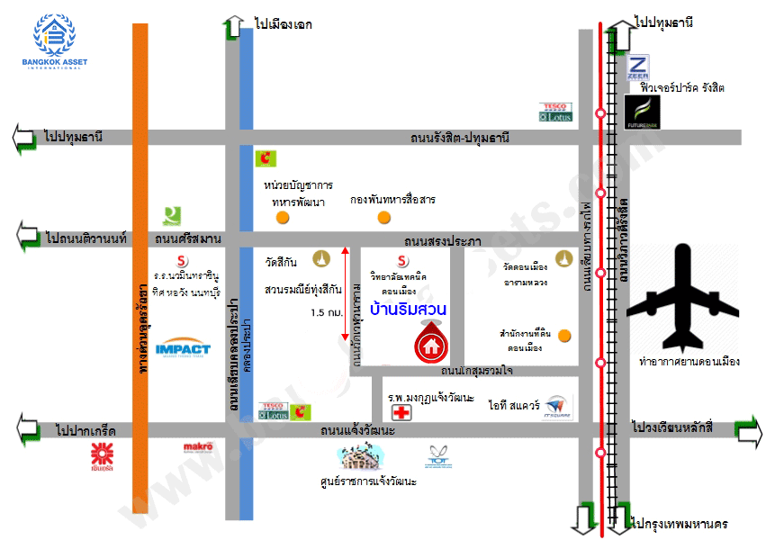 บ้านมือสองตกแต่งใหม่ ม.บ้านริมสวน ดอนเมือง เนื้อที่ 17.6 ตร.ว. ฟังก์ชันจัดเต็ม 3 ห้องนอน 3 ห้องน้ำ จอดรถได้ 2 คัน มีความเป็นส่วนตัว เดินทางเข้าสู่ใจกลางเมืองได้อย่างสะดวกสบาย ใกล้สนามบินดอนเมือง และทางด่วนศรีสมาน