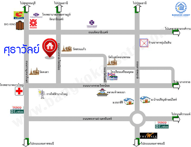 ทาวน์เฮ้าส์มือสองย่านนนทบุรี ม.ศุธาวัลย์ บางกรวย-ไทรน้อย เนื้อที่ 17.6 ตร.ว. ฟังก์ชัน 3 ห้องนอน 1 ห้องน้ำ 1 ที่จอดรถ บนทำเลเยี่ยม เชื่อมต่อถ.ราชพฤกษ์ ถ.กาญจนาภิเษก และถ.รัตนาธิเบศร์ เพียง 3 นาทีถึง MRT "สถานีบางพลู" ใกล้จุดขึ้นทางด่วน "กาญจนาภิเษก"