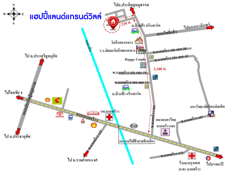 ทาวน์โฮมมือสองย่านกรุงเทพฯ หมู่บ้าน แฮปปี้แลนด์ แกรนด์วิลล์ ลาดพร้าว101 เนื้อที่มากถึง 22.3 ตร.ว. ฟังก์ชัน 3 ห้องนอน 4 ห้องน้ำ 1 ที่จอดรถ รีโนเวทโครงสร้างครัวหลังบ้านใหม่ บนทำเลแห่งการเดินทาง ใกล้รถไฟฟ้า(ในอนาคต) สายสีเหลือง "สถานีลาดพร้าว 101" และทางด่วน "รามอินทรา-เอกมัย"