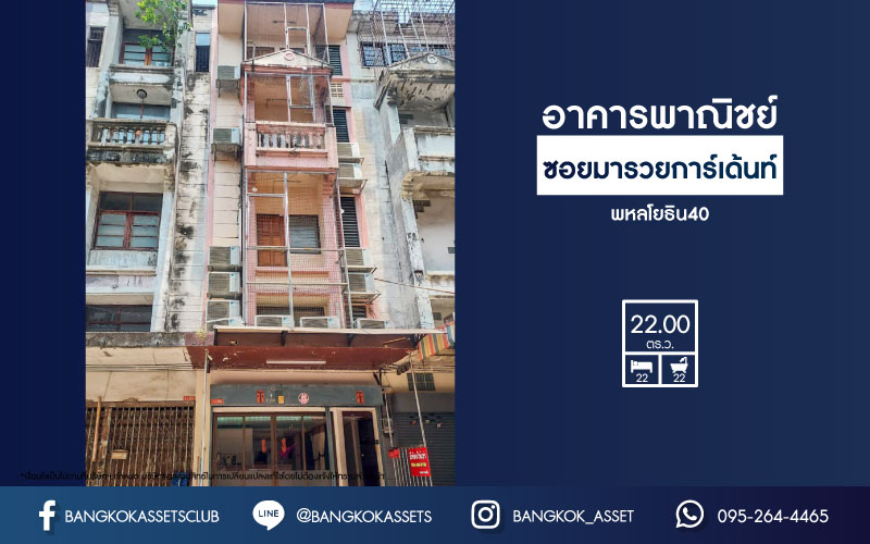 *****อาคารพาณิชย์มือสองย่านบางเขน อาคารพาณิชย์ ในซอยมารวยการ์เด้น พหลโยธิน เนื้อที่กว้าง 22 ตร.ว. ฟังก์ชัน 22 ห้องนอน 22 ห้องน้ำ ห้องพัก 5 ชั้น ขายพร้อมผู้เช่าเดิม บนทำเลแห่งการเดินทาง ใกล้รถไฟฟ้าสายสีน้ำเงิน "จตุจักร" และทางด่วน "จตุจักร"