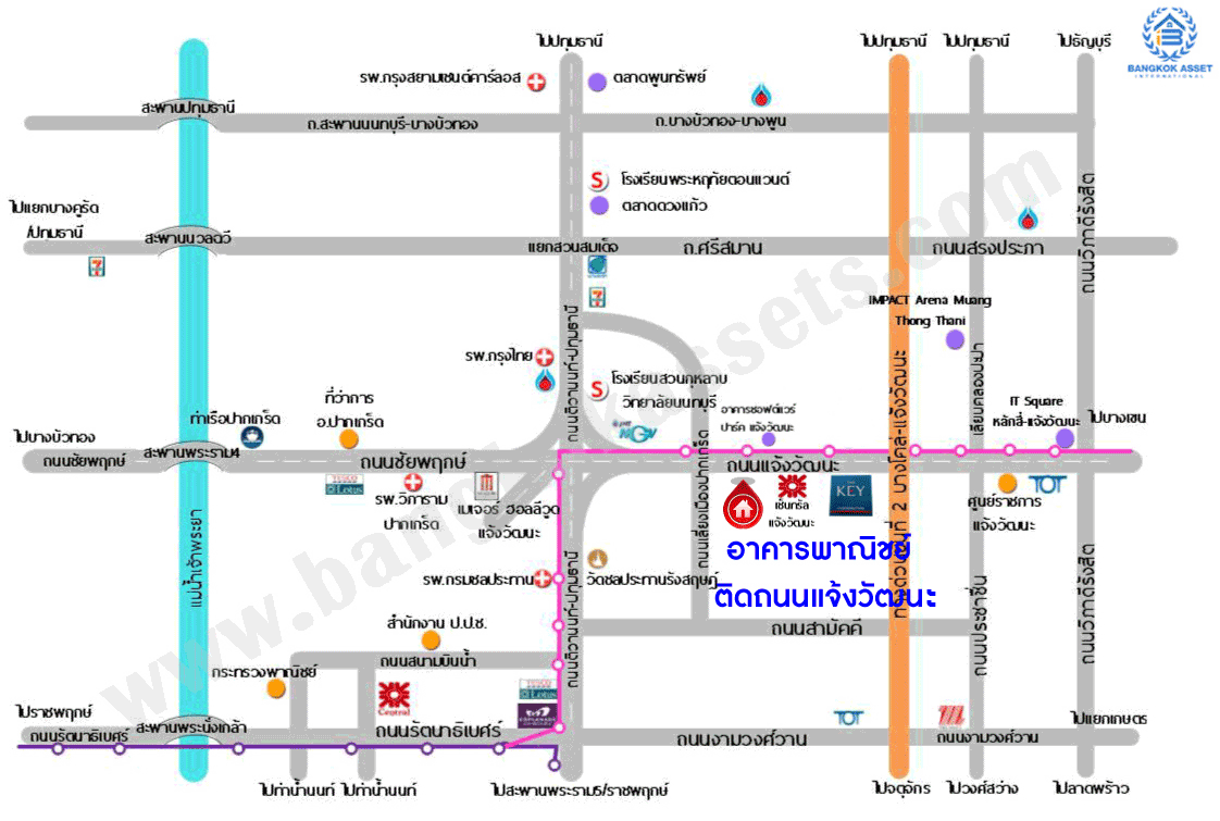 *****อาคารพาณิชย์มือสองย่านนนทบุรี อาคารพาณิชย์ ติดถ.แจ้งวัฒนะ เนื้อที่มากถึง 38 ตร.ว. ฟังก์ชันจัดเต็มถึง 6 ห้องนอน 4 ห้องน้ำ 2 ที่จอดรถ จะทำเป็นบริษัท หรือจะอยู่อาศัยก็ดี บนทำเลศักยภาพสุดๆ ใกล้เซ็นทรัลแจ้งวัฒนะ, รถไฟฟ้า (ในอนาคต) สายสีชมพู "สถานีแจ้งวัฒนะ-ปากเกร็ด 28" และทางด่วน "ศรีรัช"