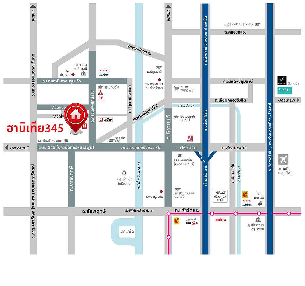 บ้านเดี่ยวมือสองปทุมธานี ม.ฮาบิเทีย ราชพฤกษ์-345 เนื้อที่ 52.06 ตร.ว ฟังก์ชัน 3 ห้องนอน 3 ห้องน้ำ 3 ที่จอดรถ ถนนกว้าง บนทำเลแห่งการเดินทาง เชื่อมต่อถนนกรุงเทพ-ปทุมธานี  ใกล้จุดขึ้นทางด่วน "ทางหลวงหมายเลข 9"