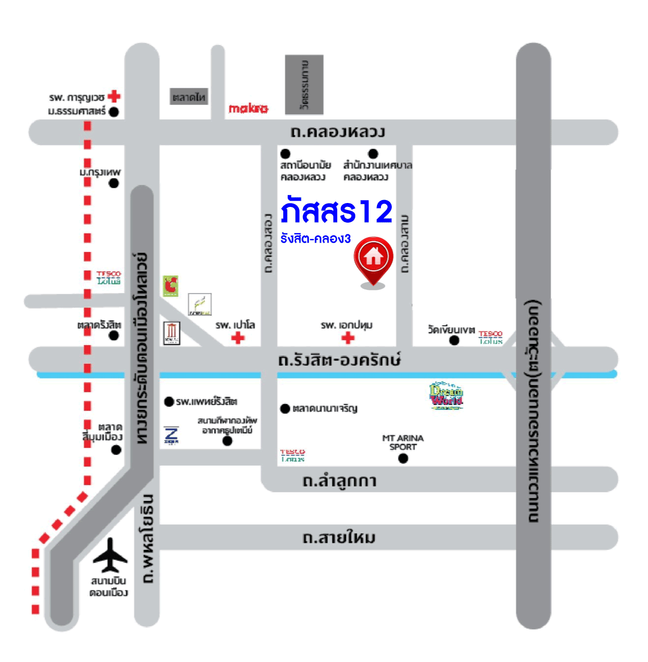 บ้านเดี่ยวมือสองปทุมธานี ม.ภัสสร12 รังสิต-นครนายก เนื้อที่ 50.2 ตร.ว พร้อมกับฟังก์ชันสุดคุ้ม 3 ห้องนอน 2 ห้องน้ำ 2 ที่จอด แถมฟรี! 3 เครื่องปรับอากาศและ 1 เครื่องทำน้ำอุ่น ทำเลเดินทางสะดวก เชื่อมต่อถนนคลองหลวง, ถนนคลองสาม, ถนนวงแหวนรอบนอก ใกล้สนามบิน "ดอนเมือง" และสวนสนุก "ดรีมเวิล์ด"