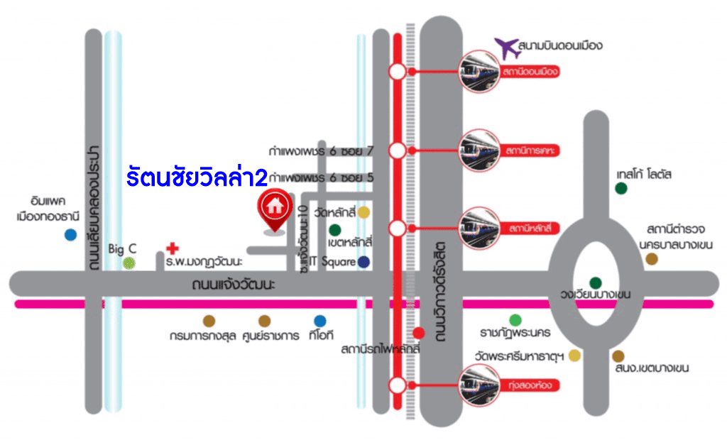 *****ทาวน์เฮ้าส์มือสองกรุงเทพมหานคร ม.รัตนชัยวิลล่า2 แจ้งวัฒนะ เนื้อที่ 51.8 ตร.ว หลังมุม สภาพสวยงาม พร้อมฟังก์ชัน 3 ห้องนอน 2 ห้องน้ำ 1 ที่จอดรถ เหมาะกับทุกการอยู่อาศัย เชื่อมต่อถนนหลายสาย ทำเลทอง! ใกล้สนามบินดอนเมืองและโครงการรถไฟฟ้าสายสีชมพู "สถานีทีโอที"