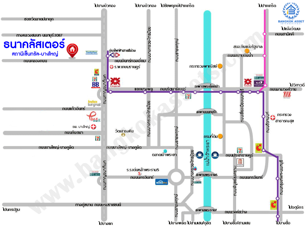 *****ทาวน์เฮ้าส์มือสอง โครงการ ธนาคลัสเตอร์ สถานีเซ็นทรัล-บางใหญ่ เนื้อที่ 22 ตร.ว. ฟังก์ชัน 3 ห้องนอน 3 ห้องน้ำ 2 ที่จอดรถ บ้านสวย มาพร้อมส่วนกลางโครงการครบครัน ใกล้ห้างสรรพสินค้าเซ็นทรัลเวสต์เกต ทำเลเดินทางง่าย เชื่อมต่อรถไฟฟ้าสายสีม่วง "สถานีคลองบางไผ่" และจุดขึ้นทางด่วน "กาญจนาภิเษก"