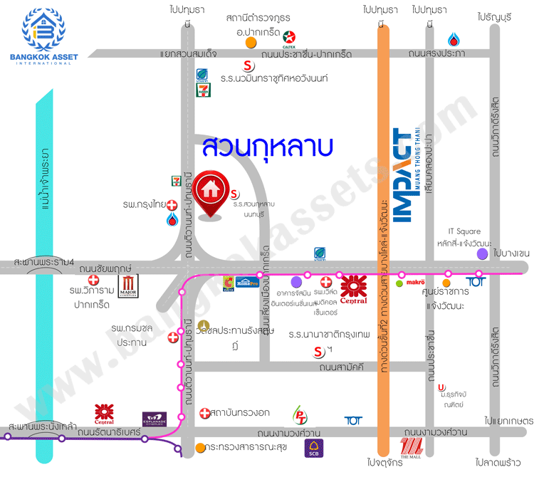 บ้านมือสองตกแต่งใหม่ โครงการ สวนกุหลาบ ติวานนท์-แจ้งวัฒนะ ติดถนนติวานนท์ ใกล้โรงเรียนสวนกุหลาบวิทยาลัย เนื้อที่ 27 ตร.ว. ฟังก์ชัน 3 ห้องนอน 2 ห้องน้ำ จอดรถได้ 1 คัน บนทำเลใกล้จุดขึ้นทางด่วน "ศรีรัช" และรถไฟฟ้าสายสีชมพู "สถานีปากเกร็ด"