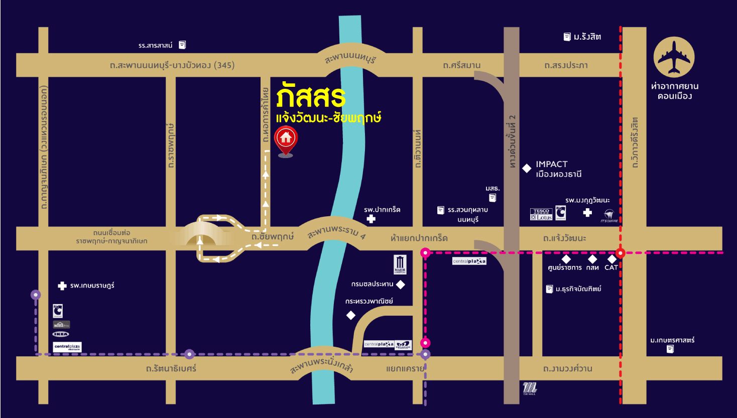 *****บ้านเดี่ยวมือสองนนทบุรี โครงการ ภัสสร แจ้งวัฒนะ-ชัยพฤกษ์ เนื้อที่กว้าง 54 ตร.ว. ฟังก์ชัน 3 ห้องนอน 3 ห้องน้ำ 2 ที่จอดรถ บ้านสภาพเหมือนใหม่ บนทำเลแห่งการเดินทาง ใกล้รถไฟฟ้าสายในอนาคตสีชมพู "สถานีปากเกร็ด" และทางด่วน "แจ้งวัฒนะ"