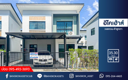 *****บ้านแฝดมือสอง โครงการ อีโค เฮ้าส์ วงแหวน-ลำลูกกา เนื้อที่กว่า 35.30 ตร.ว. ฟังก์ชัน 2 ห้องนอน 2 ห้องน้ำ 2 ที่จอดรถ ภายในตกแต่งสวยสภาพดี ฟรี! เครื่องปรับอากาศ โครงการตั้งบนทำเลดี เชื่อมต่อถนนลำลูกกา ใกล้รถไฟฟ้าสายสีเขียว(ส่วนต่อขยาย คูคต-ลำลูกกา) และจุดขึ้นทางด่วน "รามอินทรา-อาจณรงค์"