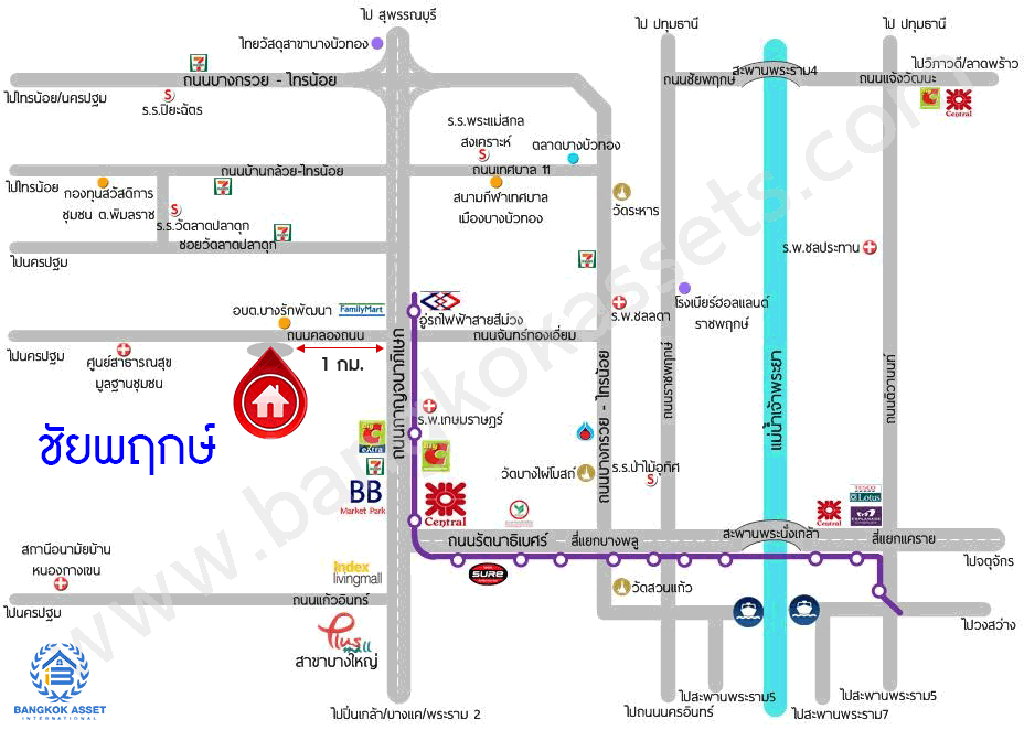 บ้านเดี่ยวมือสอง โครงการ ชัยพฤกษ์ บางใหญ่(เฟส4) แบรนด์ L&H เนื้อที่กว้าง 54 ตร.ว. ฟังก์ชัน 3 ห้องนอน 3 ห้องน้ำ 2 ที่จอดรถ สภาพดีขายถูกที่สุดในโครงการ พร้อมเข้าอยู่ได้เลย! ตั้งบนทำเลเดินทางสะดวก เชื่อมต่อถนนกาญจนาภิเษก, ถนนจันทร์ทองเอี่ยม, ถนนคลองถนน ใกล้รถไฟฟ้าสายสีม่วง "สถานีคลองบางไผ่"