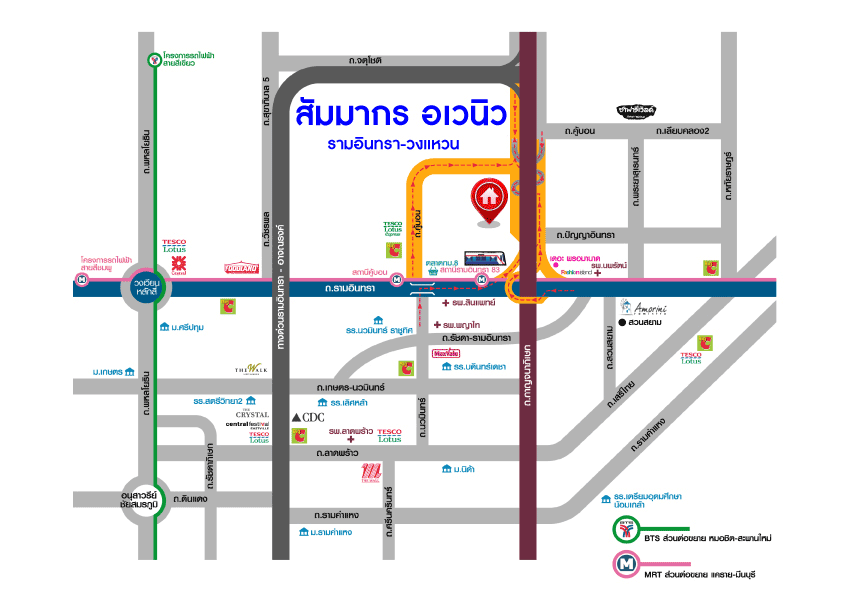 *****ทาวน์โฮมมือสองกรุงเทพมหานคร โครงการ สัมมากร อเวนิว รามอินทรา-วงแหวน เนื้อที่ 18.5 ตร.ว. ฟังก์ชัน 3 ห้องนอน 3 ห้องน้ำ 2 ที่จอดรถ บ้านสวย ฟรี! เครื่องทำน้ำอุ่น 2 เครื่อง บนทำเลติดถนนเลียบมอเตอร์เวย์ เชื่อมต่อถนนคู้บอน, ถนนรามอินทรา ใกล้คู่ขนานมอเตอร์เวย์ และจุดขึ้นทางด่วน "จตุโชติ"