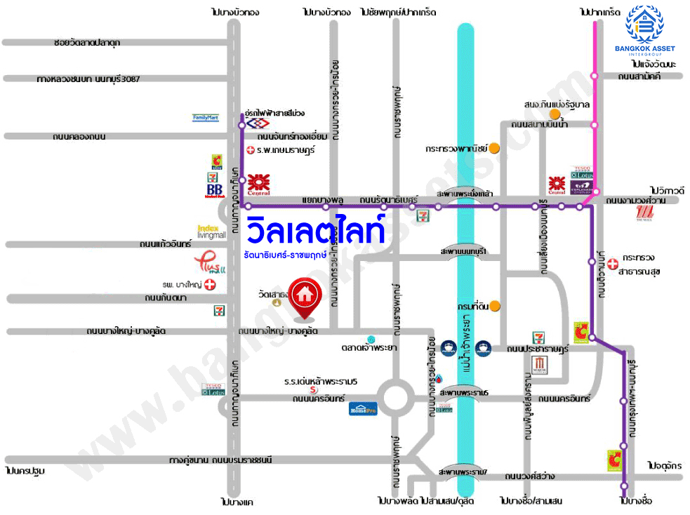*****ทาวน์เฮ้าส์มือสองนนทบุรี โครงการ วิลเลตไลท์ รัตนาธิเบศร์-ราชพฤกษ์ เนื้อที่กว้างเกือบ 21 ตร.ว. ฟังก์ชัน 3 ห้องนอน 2 ห้องน้ำ 2 ที่จอดรถ แถมฟรี! 4 เครื่องปรับอากาศ 1 เครื่องทำน้ำอุุ่น บนทำเลแห่งการเดินทาง เชื่อมต่อถนนราชพฤกษ์, ถนนชัยพฤกษ์, ถนนรัตนาธิเบศร์  ใกล้จุดขึ้นทางด่วน "ศรีรัช"