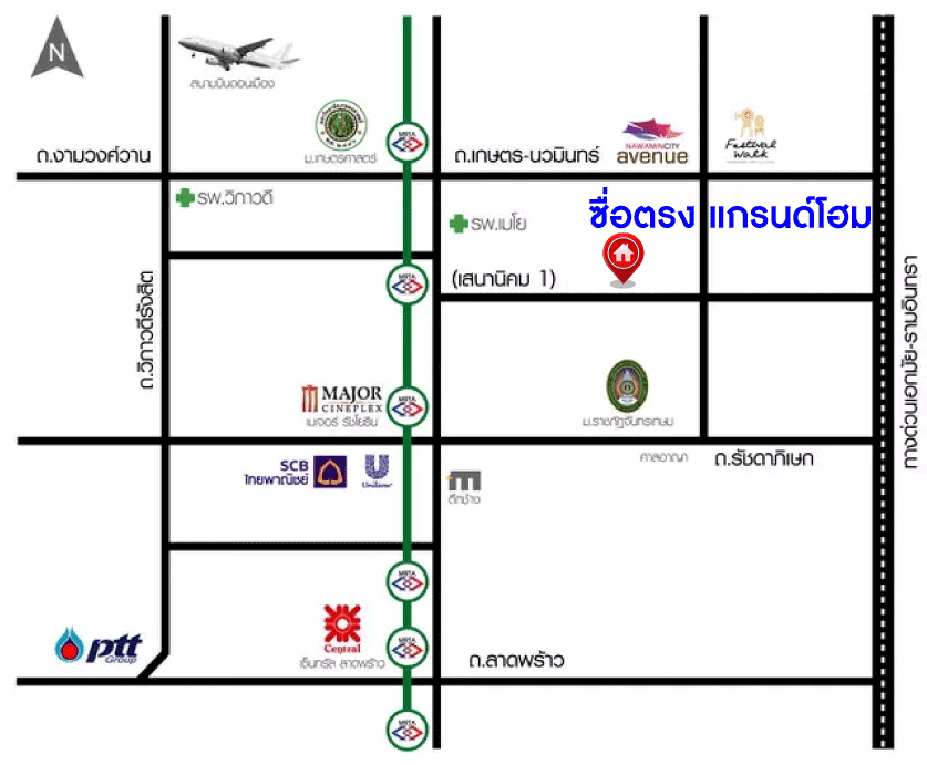 บ้านเดี่ยวมือสอง 3 ชั้น โครงการ ซื่อตรง แกรนด์โฮม เกษตร-รัชโยธิน เนื้อที่กว้าง 	68.20 ตร.ว. ฟังก์ชัน 7 ห้องนอน 6 ห้องน้ำ 2 ที่จอดรถ บนทำเลดี อยู่ใจกลางเมือง เชื่อมต่อถนนรัชดาภิเษก ถนนลาดพร้าว ใกล้รถไฟฟ้าสายสีเขียว "สถานีเสนานิคม" และจุดขึ้นทางด่วน "ห้าแยกลาดพร้าว"
