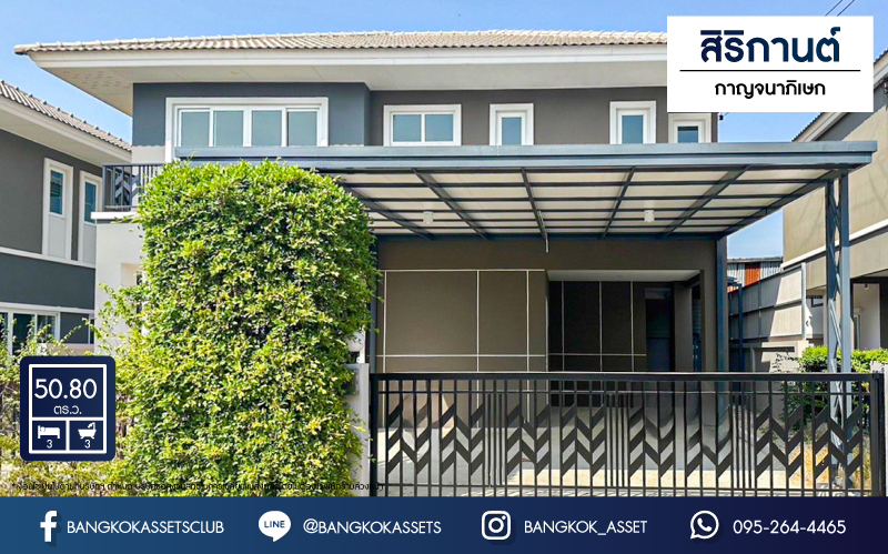 *****บ้านเดี่ยวมือสอง โครงการ สิริกานต์ กาญจนาภิเษก เนื้อที่ 50.80 ตร.ว. ฟังก์ชัน 3 ห้องนอน 3 ห้องน้ำ 2 ที่จอดรถ สวยพร้อมอยู่ มีชั้นลอยสามารถใช้ประโยชน์อเนกประสงค์ได้ บนทำเลดี เชื่อมต่อถนนรัตนาธิเบศร์ ถนนกาญจนาภิเษก ถนนแก้วอินทร์ ใกล้รถไฟฟ้าสายสีม่วง "สถานีคจลองบางไผ่" และทางด่วน "ศรีรัช"