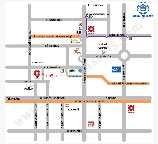 บ้านเดี่ยวมือสองนนทบุรี โครงการ นนทรีฟลอร่า กาญจนาภิเษก เนื้อที่กว้างขวางถึง 50.6 ตร.ว. ฟังก์ชัน 3 ห้องนอน 3 ห้องน้ำ 2 ที่จอดรถ แถมฟรี! 4 เครื่องปรับอากาศ บนทำเลเดินทางสะดวก เชื่อมต่อถนนกาญจนาภิเษก, ถนนบรมราชชนนี ใกล้เซ็นทรัลปิ่นเกล้า และทางด่วน "ศรีรัช"