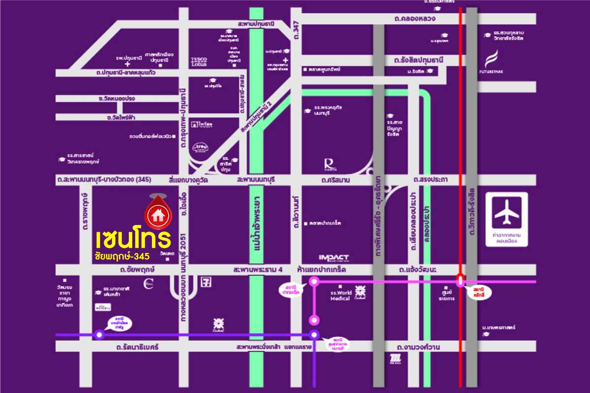 *****บ้านเดี่ยวมือสองปทุมธานี โครงการ เซนโทร ชัยพฤกษ์345 เนื้อที่กว้างเกือบ 51 ตร.ว. ฟังก์ชัน 4 ห้องนอน 3 ห้องน้ำ 2 ที่จอดรถ แถมฟรี! 3 เครื่องปรับอากาศ 1 เครื่องทำน้ำอุ่น บนทำเลแห่งการเดินทาง เชื่อมต่อถนน 345, ถนนสะพานนนทบุรี – บางบัวทอง, ถนนศรีสมาน จองด่วน!