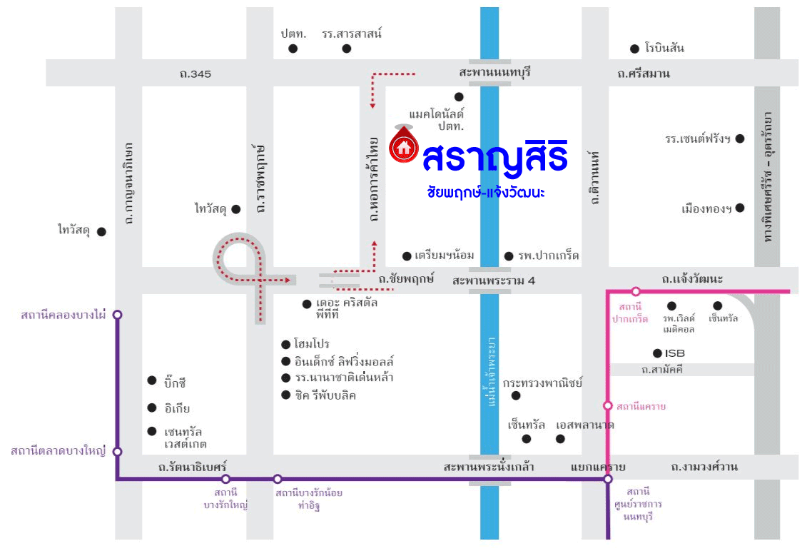*****บ้านเดี่ยวมือสอง โครงการ สราญสิริ ชัยพฤกษ์-แจ้งวัฒนะ เนื้อที่ 50 ตร.ว. ฟังก์ชัน 4 ห้องนอน 3 ห้องน้ำ 2 ที่จอดรถ บ้านสภาพดี ขายพร้อมเฟอร์นิเจอร์บิ้วท์อิน บนทำเลเดินทางสะดวก ใกล้รถไฟฟ้าสายสีชมพู "สถานีห้าแยกปากเกร็ด" และทางพิเศษอุดรรัถยา