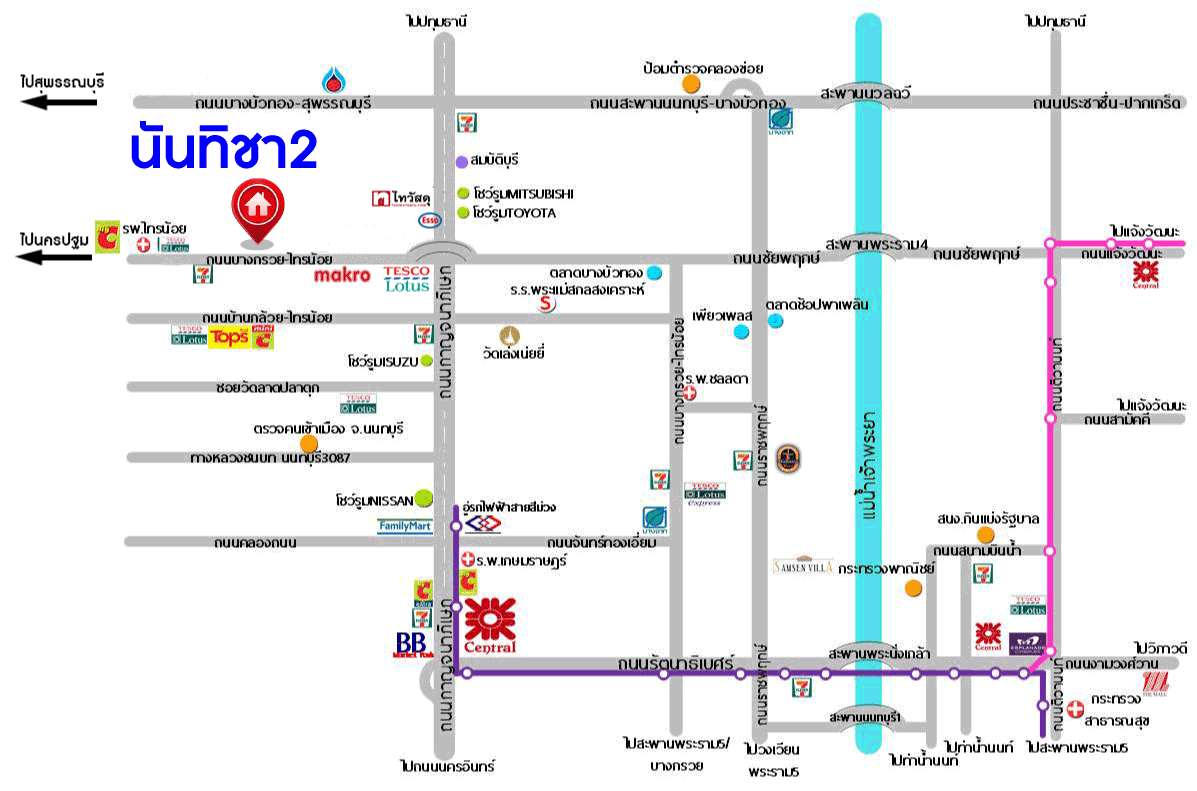 *****ทาวน์เฮ้าส์มือสองนนทบุรี หมู่บ้าน นันทิชา2 บางกรวย-ไทรน้อย เนื้อที่ 17 ตร.ว. ฟังก์ชัน 2 ห้องนอน 2 ห้องน้ำ 1 ที่จอดรถ แถมฟรี! 1 เครื่องปรับอากาศ บนทำเลติด ถ.บางกรวย-กรุงเทพ เชื่อมต่อ ถ.บ้านกล้วย-ไทรน้อย, ถ.กาญจนาภิเษก ใกล้รถไฟฟ้าสายสีม่วง "สถานีคลองบางไผ่"