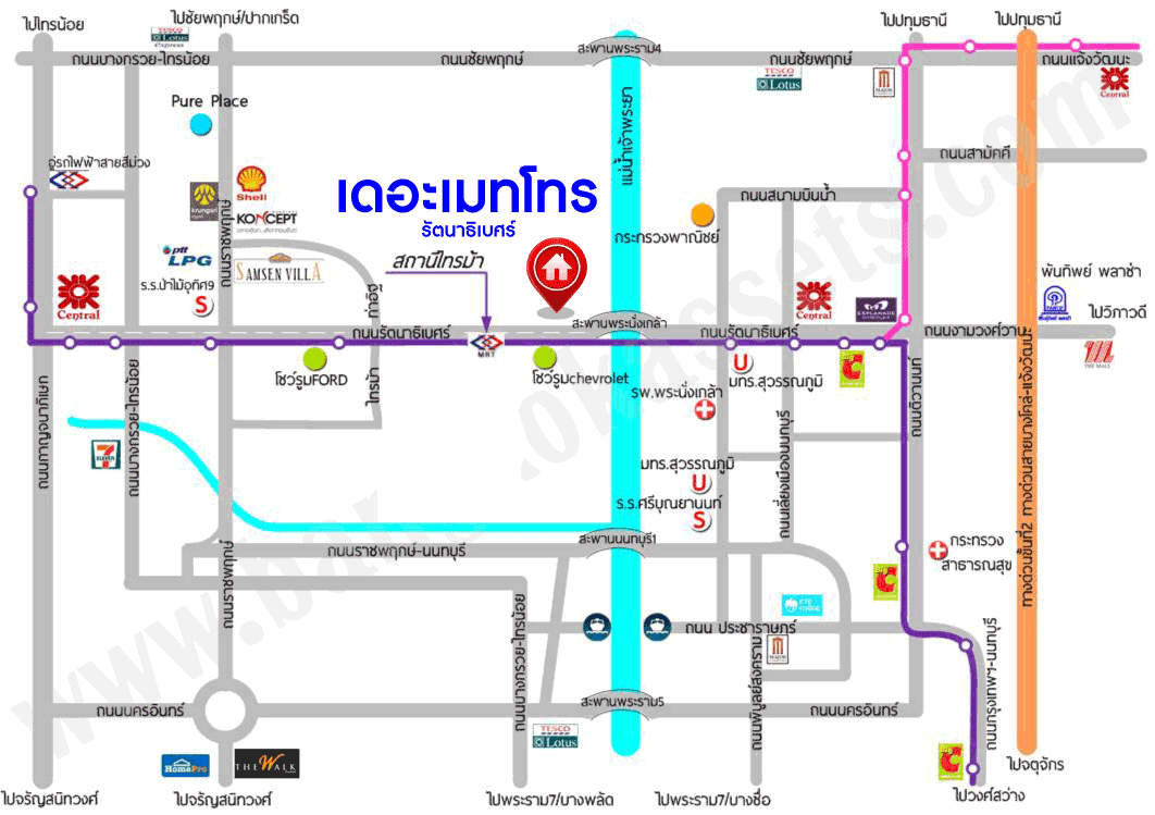 *****ทาวน์เฮ้าส์มือสองนนทบุรี โครงการ เดอะเมทโทร รัตนาธิเบศร์ หลังมุม! เนื้อที่กว้าง 20 ตร.ว. ฟังก์ชัน 3 ห้องนอน 2 ห้องน้ำ 2 ที่จอดรถ บ้านสภาพใหม่ ทำเลดี เชื่อมต่อถนนรัตนาธิเบศร์, ถนนบางกรวย-ไทรน้อย ใกล้โครงการรถไฟฟ้าสายสีม่วง "สถานีไทรม้า" และทางด่วน "งามวงศ์วาน" เดินทางสะดวก