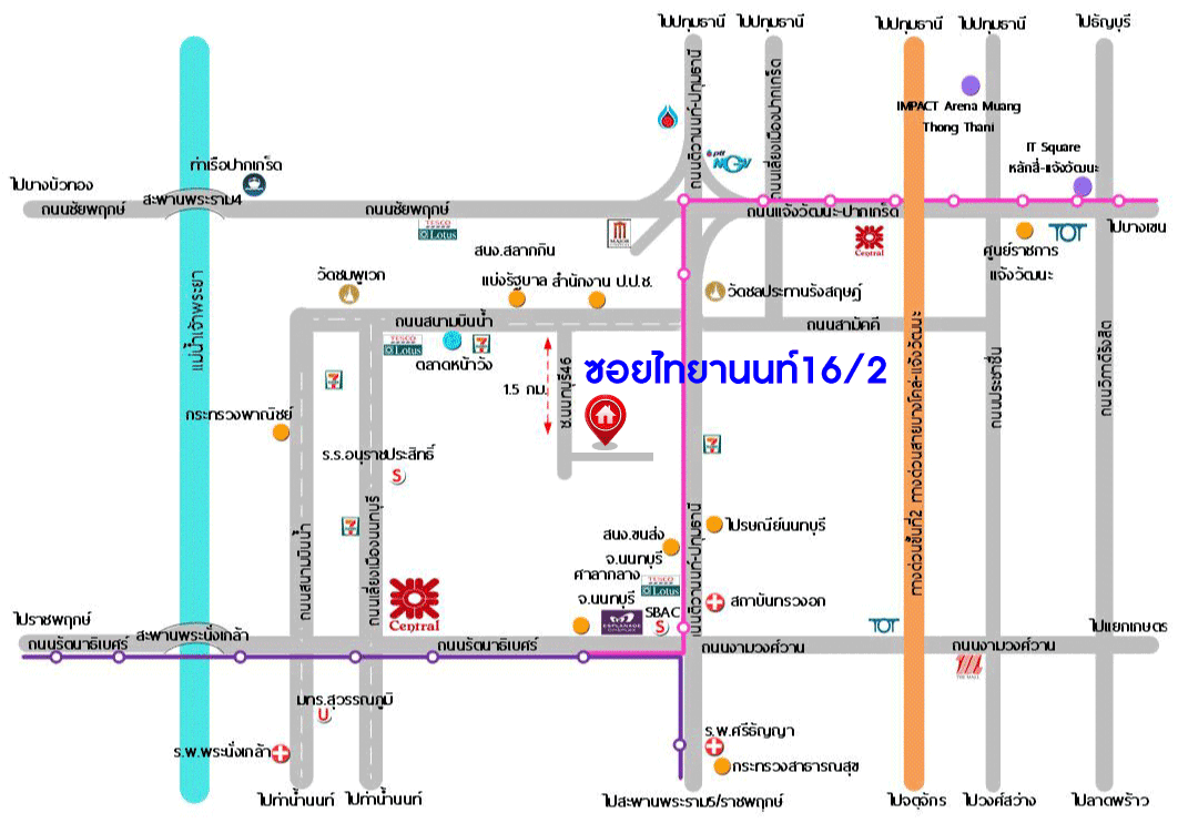 *****ทาวน์เฮ้าส์มือสอง ซอยไทยานนท์16/2 เลี่ยงเมืองนนท์ เนื้อที่ 17.30 ตร.ว. ฟังก์ชัน 2 ห้องนอน 2 ห้องน้ำ 1 ที่จอดรถ บ้านสภาพดี พร้อมเข้าอยู่ บนทำเลเดินทางสะดวก เชื่อมต่อถนนรัตนาเบศร์ ถนนเลี่ยงเมืองนนทบุรี ใกล้รถไฟฟ้าสายสีม่วง "สถานีสะพานพระนั่งเกล้า"