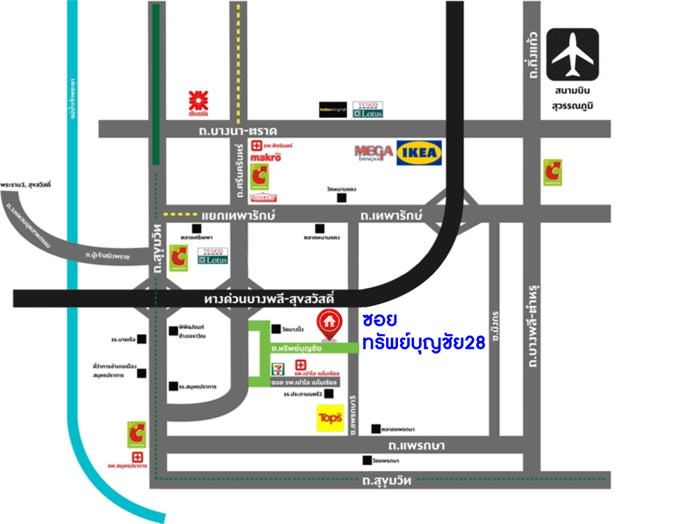 *****บ้านเดี่ยวมือสอง ซอยทรัพย์บุญชัย28 กาญจนาภิเษก เนื้อที่กว้าง 148.80 ตร.ว. ฟังก์ชัน 6 ห้องนอน 5 ห้องน้ำ 4 ที่จอดรถ บ้านหลังใหญ่พื้นที่กว้างขวาง ตอบโจทย์ครอบครัวใหญ่ บนทำเลเดินทางเข้า-ออกในเมืองสะดวก เชื่อมต่อถนนเทพารักษ์ ถนนสุขุมวิท ถนนศรีนครินทร์ ใกล้จุดขึ้นทางด่วนบางพลีสุขสวัสดิ์