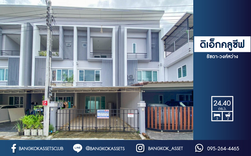 *****ทาวน์โฮมมือสองนนทบุรี โครงการ ดิเอ็กคลูซีฟ รัชดา-วงศ์สว่าง เนื้อที่กว้าง 24.4 ตร.ว. ฟังก์ชัน 3 ห้องนอน 3 ห้องน้ำ 2 ที่จอดรถ บ้านใหม่ ไม่เคยเข้าอยู่ บนทำเลโซนเมือง เดินทางสะดวก เชื่อมต่อ ถนนวงศ์สว่าง, ถนนติวานนท์, ถนนรัตนาธิเบศร์ ใกล้ทางด่วน "ศรีรัช" และรถไฟฟ้าสายสีม่วงสถานี "แยกติวานนท์" เพียง 5 นาทีเท่านั้น