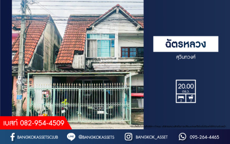 *****ทาวน์เฮ้าส์มือสอง โครงการ ฉัตรหลวง สุวินทวงศ์ เนื้อที่กว้าง 20 ตร.ว. ฟังก์ชัน 2 ห้องนอน 2 ห้องน้ำ 1 ที่จอดรถ บ้านสภาพดี บนทำเลใก้ลเมือง เดินทางสะดวก เชื่อมต่อถนนเลียบคลอง2 ถนนหทัยราษฎร์ ถนนปัญญาอินทรา ใกล้ห้างสรรพสินค้าบิ๊กซี ซูเปอร์เซ็นเตอร์ หนองจอก