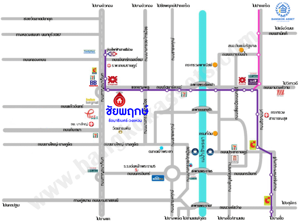 บ้านเดี่ยวมือสอง โครงการ ชัยพฤกษ์ รัตนาธิเบศร์-วงแหวน หลังมุม จากแบรนด์ L&H เนื้อที่กว้าง 54.40 ตร.ว. ฟังก์ชัน 3 ห้องนอน 3 ห้องน้ำ 2 ที่จอดรถ บ้านสภาพดี พร้อมอยู่ บนทำเลเดินทางสะดวก เชื่อมต่อถนนรัตนาธิเบศร์ ถนนบางกรวย-ไทรน้อย ถนนกาญจนาภิเษก ใกล้รถไฟฟ้าสายสีม่วง "สถานีคลองบางไผ่"