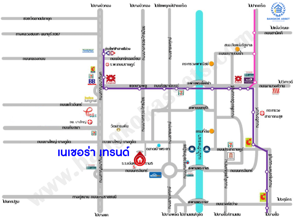 *****ทาวน์เฮ้าส์มือสองนนทบุรี โครงการ เนเชอร่า เทรนด์ รัตนาธิเบศร์ เนื้อที่ 16 ตร.ว. ฟังก์ชัน 3 ห้องนอน 2 ห้องน้ำ 1 ที่จอดรถ บ้านสภาพสวย พร้อมเข้าอยู่ บนทำเลเดินทางสะดวก เชื่อมต่อถนนราชพฤกษ์, ถนนรัตนาธิเบศร์ ใกล้รถไฟฟ้าสายสีม่วง "สถานีบางพลู" และจุดขึ้นทางด่วน "งามวงศ์วาน"