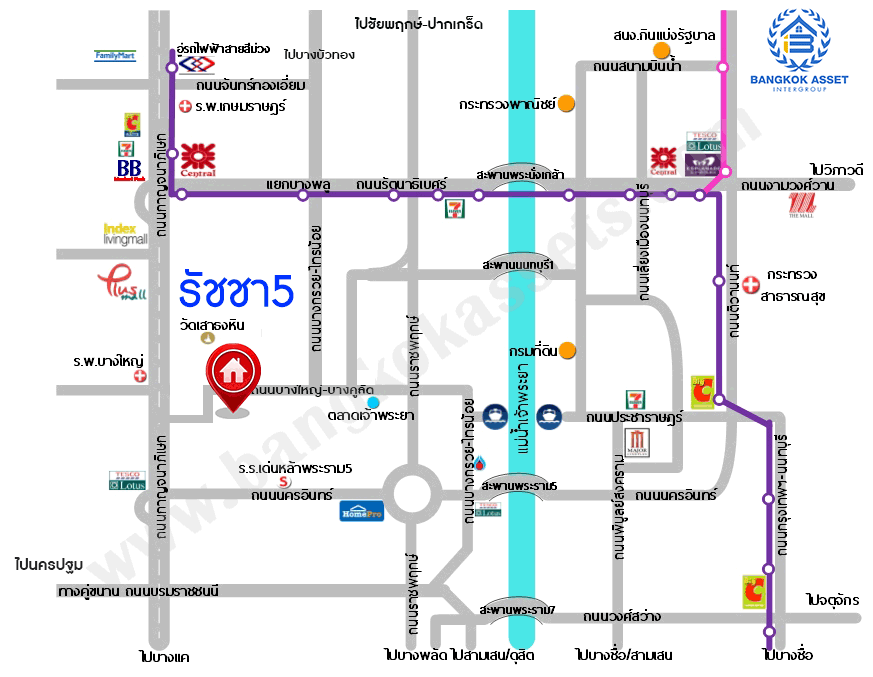 *****บ้านเดี่ยวมือสองนนทบุรี โครงการ รัชชา5 กาญจนาภิเษก หลังมุม! เนื้อที่กว้างขวางถึง 72.5 ตร.ว. ฟังก์ชัน 3 ห้องนอน 3 ห้องน้ำ 2 ที่จอดรถ บ้านสภาพสวย พร้อมเข้าอยู่ บนทำเลแห่งการเดินทาง เชื่อมต่อถนนกาญจนาภิเษก, ถนนรัตนาธิเบศร์, ถนนราชพฤกษ์ ใกล้รถไฟฟ้าสายสีม่วง "สถานีตลาดบางใหญ่"