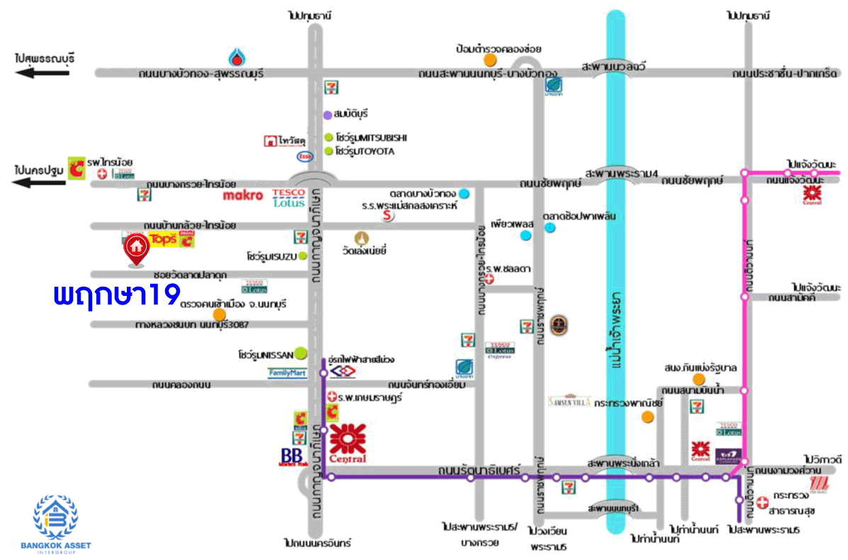 *****บ้านแฝดมือสองนนทบุรี โครงการ พฤกษา19 กาญจนาภิเษก เนื้อที่กว้าง 35 ตร.ว. ฟังก์ชัน 3 ห้องนอน 2 ห้องน้ำ 3 ที่จอดรถ บ้านกว้าง ภายในสภาพดี บนทำเลเดินทางสะดวก เชื่อมต่อถนนกาญจนาภิเษก, ถนนรัตนาธิเบศร์, ถนนราชพฤกษ์ ใกล้เซ็นทรัลเวสต์เกต และรถไฟฟ้าสายสีม่วง "สถานีคลองบางไผ่"