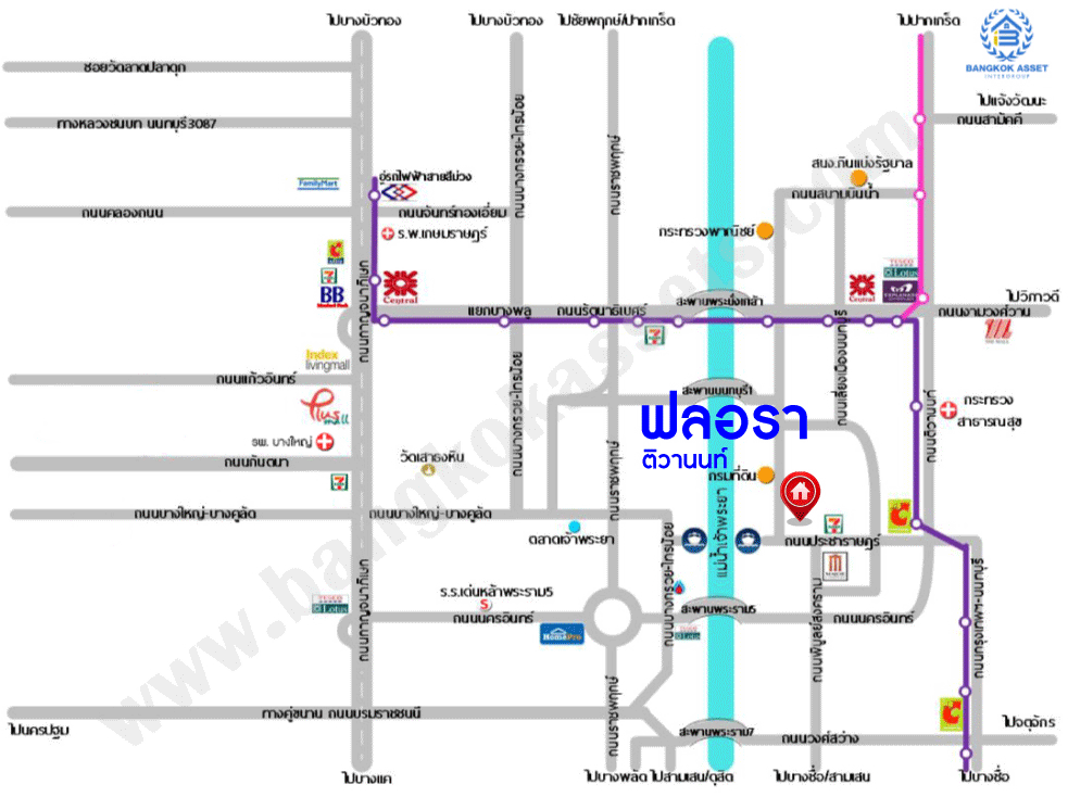 *****ทาวน์เฮ้าส์มือสอง โครงการ ฟลอรา ติวานนท์ หลังมุม เนื้อที่ 23.50 ตร.ว. ฟังก์ชัน 4 ห้องนอน 3 ห้องน้ำ 2 ที่จอดรถ บ้านสวยสไตล์ Modern ภายในเหมือนใหม่ โครงการบนทำเลดี เชื่อมต่อถนนประชาราษฎร์ ถนนติวานนท์ ถนนพิบูลย์สงคราม ใกล้รถไฟฟ้าสายสีม่วง "สถานีแยกติวานนท์" และจุดขึ้นทางด่วน "ศรีรัช"