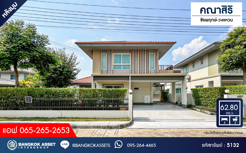 *****บ้านเดี่ยวมือสอง โครงการ คณาสิริ ชัยพฤกษ์-วงแหวน หลังมุม เนื้อที่ 62.80 ตร.ว. ฟังก์ชัน 4 ห้องนอน 3 ห้องน้ำ บ้านสวยพร้อมเข้าอยู่โครงการบนทำเลแห่งการเดินทาง เชื่อมต่อถนนบางกรวย-ไทรน้อย ใกล้รถไฟฟ้าสายสีม่วง "สถานีคลองบางไผ่"