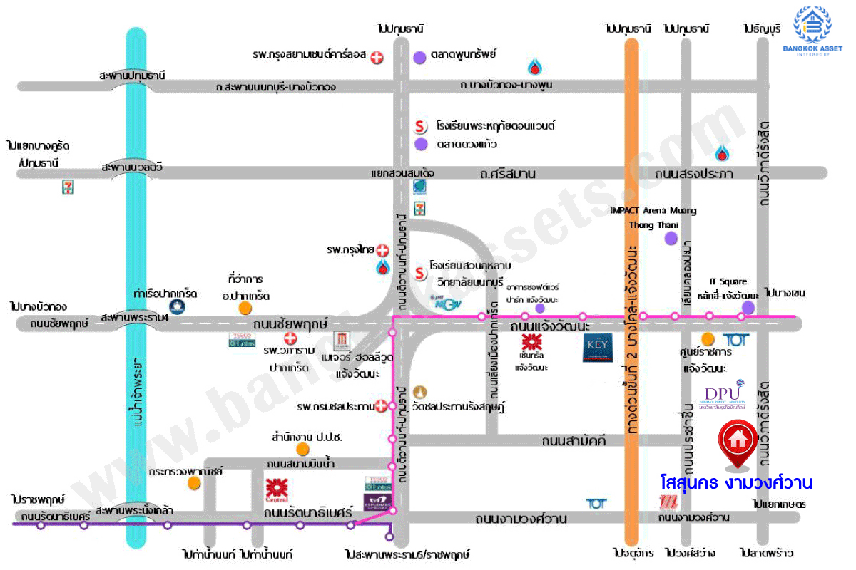 *****ทาวน์เฮ้าส์มือสองกรุงเทพมหานคร หมู่บ้าน โสสุนคร งามวงศ์วาน เนื้อที่ 17 ตร.ว. ฟังก์ชัน 2 ห้องนอน 2 ห้องน้ำ 1 ที่จอดรถ แถมฟรี! 2 เครื่องปรับอากาศ บนทำเลเดินทางสะดวก เชื่อมต่อ ถนนงามวงศ์วาน, ถนนวิภาวดีรังสิต ใกล้รถไฟฟ้าสายสีม่วง "สถานีศูนย์ราชการนนทบุรี" และจุดขึ้นทางด่วน "งามวงศ์วาน"
