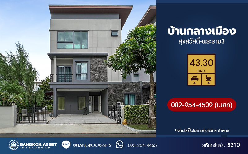 บ้านแฝด 3 ชั้นมือสอง โครงการ บ้านกลางเมือง The Edition สุขสวัสดิ์-พระราม3 เนื้อที่ 43.30 ตร.ว. ฟังก์ชัน 4 ห้องนอน 4 ห้องน้ำ 3 ที่จอดรถ ตกแต่งครบพร้อมเข้าอยู่ บนทำเลดี เชื่อมต่อถนนสุขสวัสดิ์ ถนนประชาอุทิศ ถนนพระราม2 ใกล้จุดขึ้นทางด่วน "เฉลิมมหานคร"