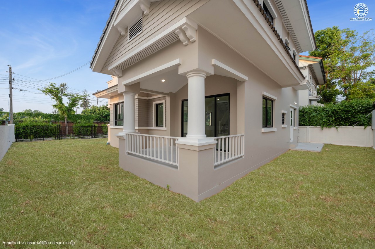 บ้านมือสองตกแต่งใหม่ โครงการ มัณฑนา วัดพระเงิน เนื้อที่กว้างถึง 96.6 ตร.ว. พื้นที่ใช้สอย 228.03 ตร.ม. ฟังก์ชัน 3 ห้องนอน 3 ห้องน้ำ จอดรถได้ 4 คัน พร้อม Living กว้างขวาง บนทำเลเดินทางสะดวก ใกล้เซ็นทรัลเวสต์เกต, รถไฟฟ้าสายสีม่วง "สถานีตลาดบางใหญ่" และทางด่วน "ศรีรัช"