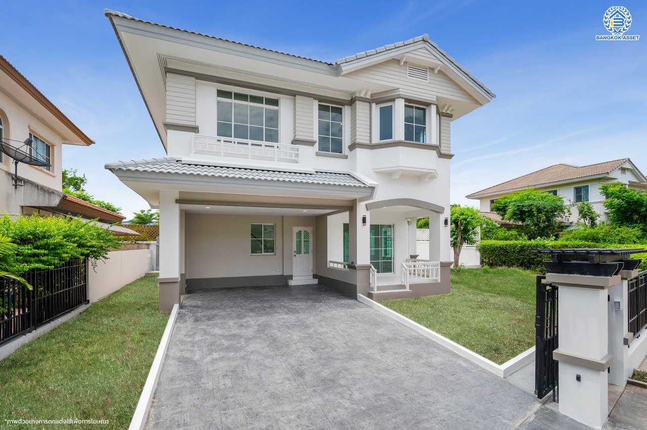 บ้านมือสองตกแต่งใหม่ โครงการ ชัยพฤกษ์ บางบัวทอง บ้านหลังใหญ่ พื้นที่ข้างบ้านเยอะ เนื้อที่ 95.6 ตร.ว. ฟังก์ชัน 3 ห้องนอน 3 ห้องน้ำ 1 ห้องอเนกประสงค์  2 ที่จอดรถ แบรนด์ L&H มาพร้อม Facilities ครบครัน บนทำเลเดินทางสะดวก ติดถนนบางกรวย-ไทรน้อย ใกล้เซ็นทรัลเวสต์เกต และรถไฟฟ้าสายสีม่วง "สถานีบางพลู"