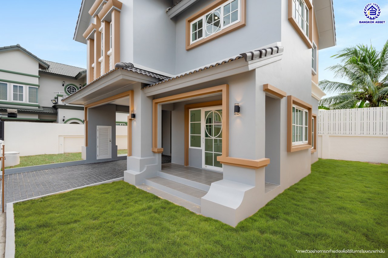 บ้านมือสองตกแต่งใหม่ โครงการ นราวดี วงแหวน-พระราม5 เนื้อที่กว้าง 57.20 ตร.ว. พื้นที่ใช้สอย 186.15 ตร.ม. ฟังก์ชัน 3 ห้องนอน 2 ห้องน้ำ 2 ที่จอดรถ บนทำเลติดถนนนครอินทร์ เดินทางง่าย เชื่อมต่อถนนกาญจนาภิเษก, ถนนนครอินทร์, ถนนราชพฤกษ์, ถนนพระราม5 ใกล้จุดขึ้นทางด่วน "ศรีรัช"