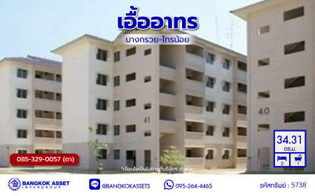 *****คอนโดมิเนียมมือสองนนทบุรี โครงการ เอื้ออาทร วัดพระเงิน พื้นที่ใช้สอย 34.31 ตร.ม. ฟังก์ชัน 2 ห้องนอน 1 ห้องน้ำ บนทำเลดีในซอยวัดพระเงิน เชื่อมต่อ ถนนกาญจนาภิเษก ใกล้เซ็นทรัลเวสต์เกต