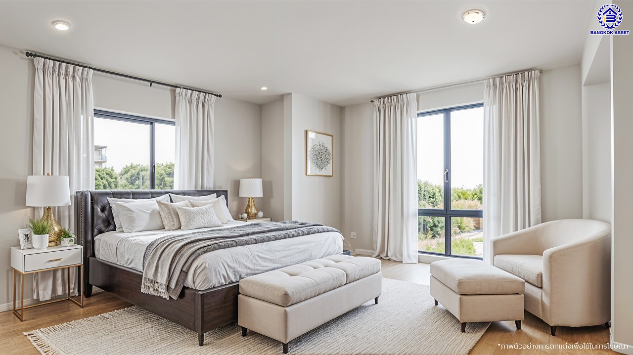 บ้านมือสองตกแต่งใหม่ โครงการ มณียา มาสเตอร์พีซ รัตนาธิเบศร์ จากแบรนด์ Property Perfect บนพื้นที่ 62 ตร.ว. พื้นที่ใช้สอยกว้างขวางถึง 197.87 ตร.ม. จัดเต็ม 4 ห้องนอน 3 ห้องน้ำ พร้อมที่จอดรถ 2 คัน บนสุดยอดทำเลใจกลางรถไฟฟ้าสายสีม่วงถึง 2 สถานี "บางรักน้อยท่าอิฐ" และ "ไทรม้า" เดินทางสะดวกทั้งถนนรัตนาธิเบศร์ และถนนราชพฤกษ์ ใกล้เซ็นทรัล รัตนาธิเบศร์ และเซ็นทรัล เวสต์เกต