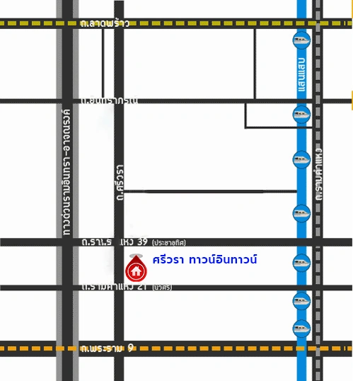 ทาวน์เฮ้าส์มือสอง 4 ชั้น โครงการ ศรีวรา ทาวน์อินทาวน์ หลังมุม เนื้อที่ 34 ตร.ว. พื้นที่ใช้สอย 240 ตร.ม. ฟังก์ชัน 3 ห้องนอน 4 ห้องน้ำ 2 ที่จอดรถ ทาวน์เฮ้าส์หลังมุม พื้นที่รอบบ้านกว้างขวาง ตั้งบนทำเลดี เชื่อมต่อหลายเส้นทาง ใกล้รถไฟฟ้าสายสีส้ม"สถานีรามคำแหง" ทางด่วน "ฉลองรัช" และเซ็นทรัล อีสต์วิลล์