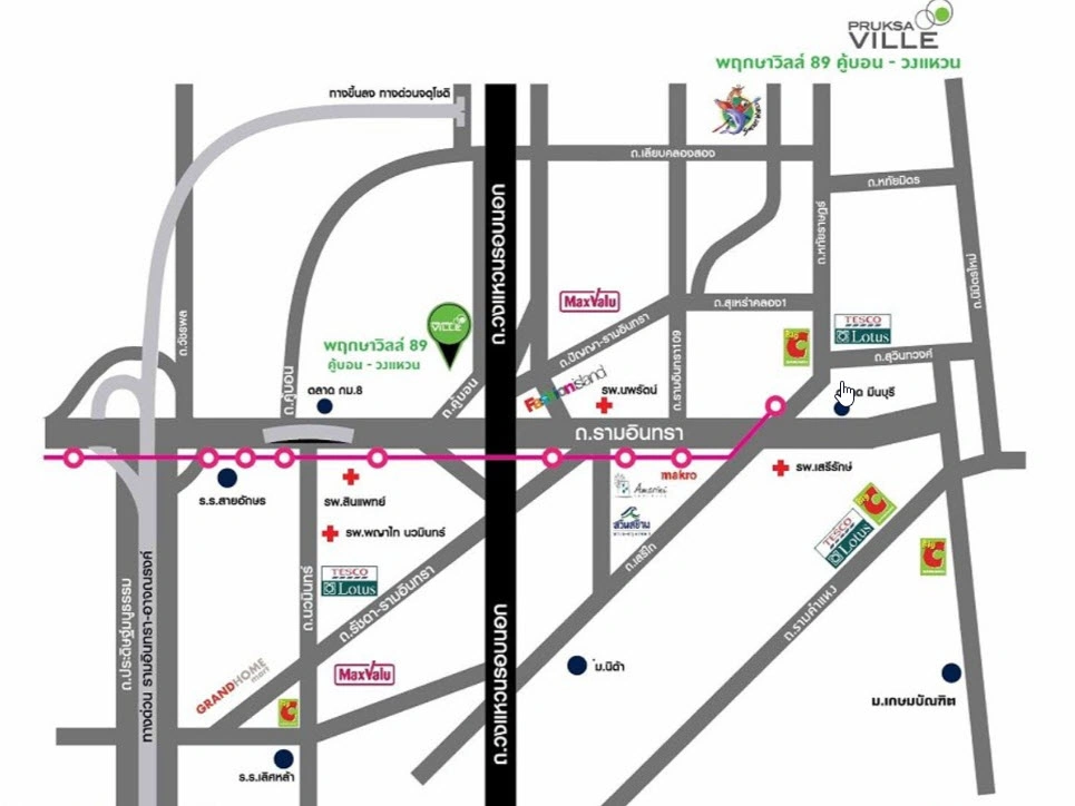 ขายทาวน์เฮ้าส์ 2ชั้น ทำเลดี :  หมู่บ้านพฤกษาวิลล์ 89 รามอินทรา-วงแหวน ซอยกาญจนาภิเษก6/1(ออกคู้บอน 27แยก10 ได้) ใกล้ห้างแฟชั่นไอร์แลนด์ แขวงท่าแร้ง เขตบางเขน  กรุงเทพ  10220